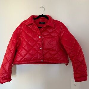 Red Quilted Cropped Jacket